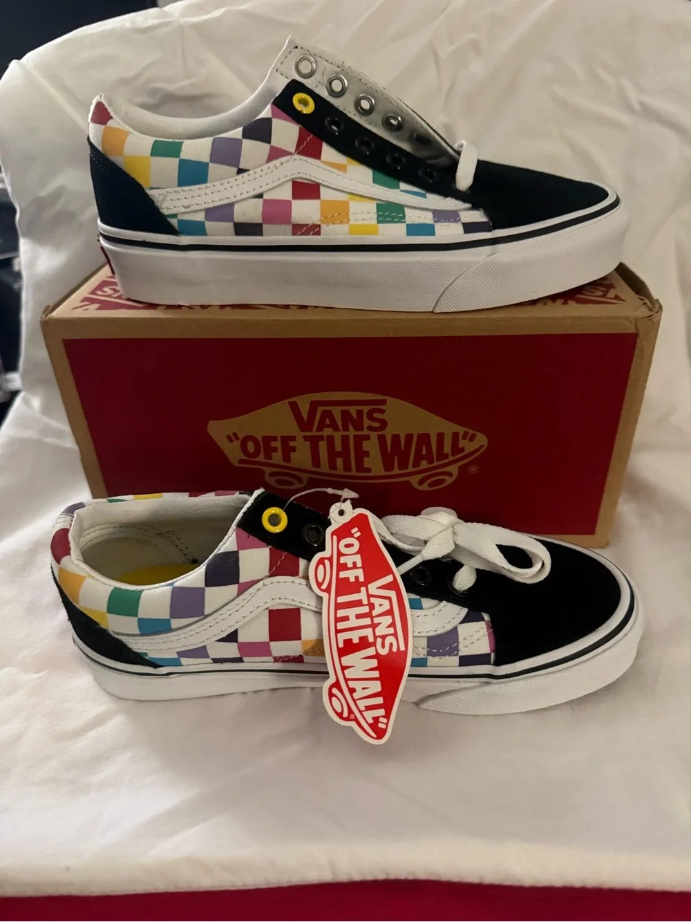 Vans Old Skool Checkerboard Rainbow - Black & White with Multicolor